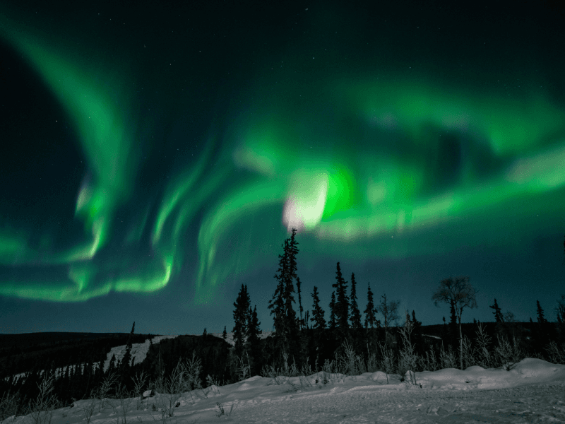 Aurora borealis view from one of Borealis basecamp's igloos